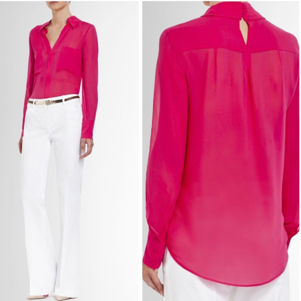 BCBGMAXAZRIA Women's Pink Emma Button-down Blouse